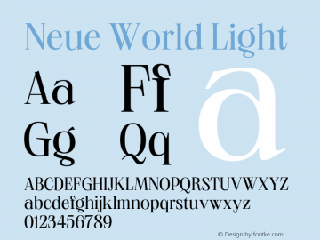 Neue World Light Version 1.000;hotconv 1.0.109;makeotfexe 2.5.65596 Font Sample