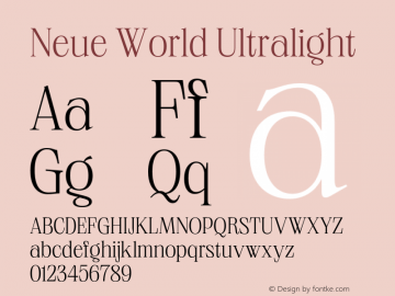 Neue World Ultralight Version 1.000;hotconv 1.0.109;makeotfexe 2.5.65596 Font Sample