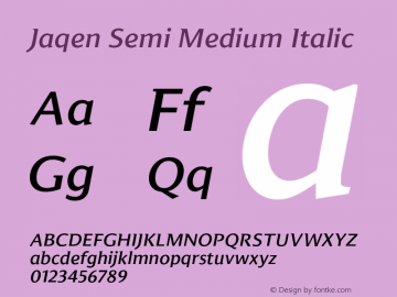 Jaqen Semi Medium Italic Version 001.001 June 2020 Font Sample
