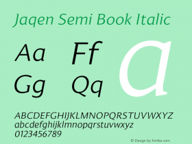 Jaqen Semi Book Italic Version 001.001 June 2020图片样张