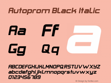 Autoprom-BlackItalic Version 1.000 | wf-rip DC20191225 Font Sample
