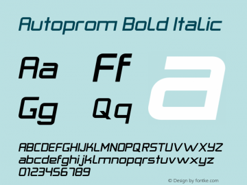 Autoprom-BoldItalic Version 1.000 | wf-rip DC20191225 Font Sample