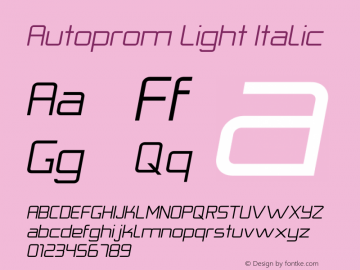 Autoprom-LightItalic Version 1.000 | wf-rip DC20191225 Font Sample