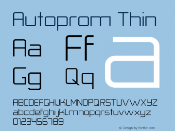 Autoprom-Thin Version 1.000 | wf-rip DC20191225 Font Sample