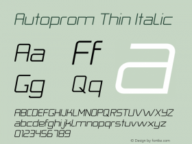 Autoprom-ThinItalic Version 1.000 | wf-rip DC20191225图片样张