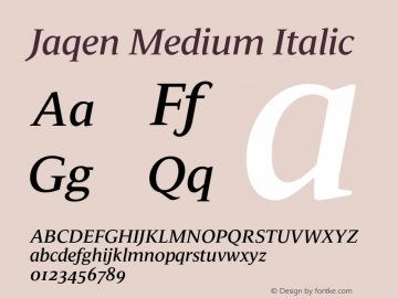 Jaqen Medium Italic Version 001.001 August 2019 Font Sample