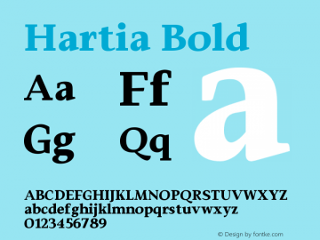 HartiaBold Version 1.000 Font Sample