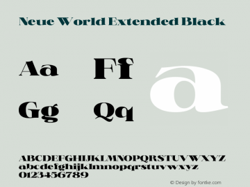 Neue World Extended Black Version 1.000 Font Sample
