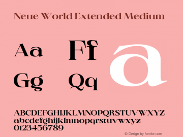 Neue World Extended Medium Version 1.000 Font Sample