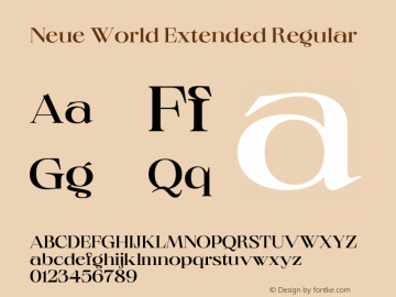 Neue World Extended Regular Version 1.000 Font Sample
