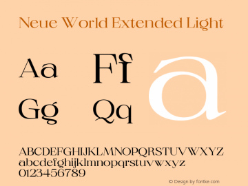 Neue World Extended Light Version 1.000 Font Sample