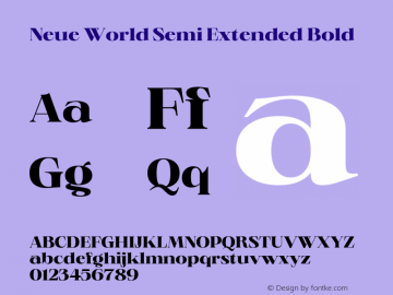 Neue World Semi Extended Bold Version 1.000 Font Sample