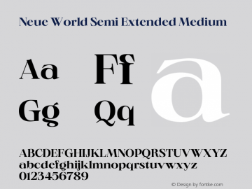 Neue World Semi Extended Medium Version 1.000 Font Sample