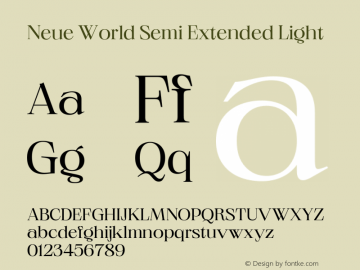 Neue World Semi Extended Light Version 1.000 Font Sample