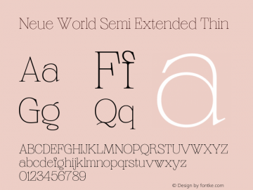 Neue World Semi Extended Thin Version 1.000 Font Sample