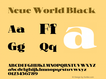 Neue World Black Version 1.000 Font Sample