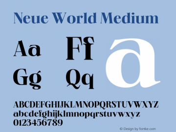 Neue World Medium Version 1.000 Font Sample