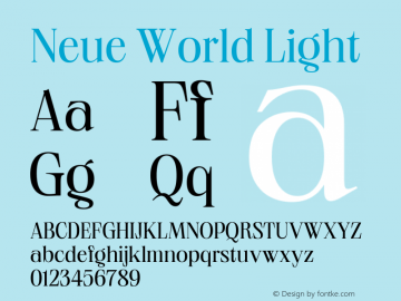 Neue World Light Version 1.000 Font Sample