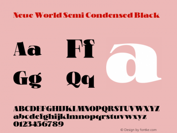 Neue World Semi Condensed Black Version 1.000 Font Sample