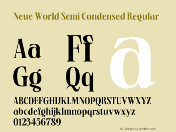 Neue World Semi Condensed Regular Version 1.000 Font Sample