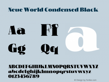 Neue World Condensed Black Version 1.000 Font Sample