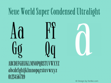 Neue World Super Condensed Ultralight Version 1.000图片样张