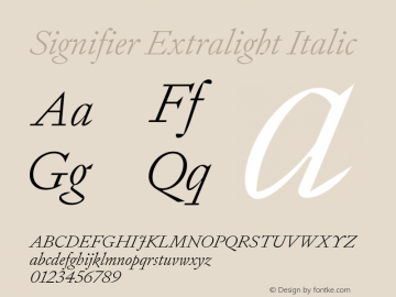 Signifier-ExtralightItalic Version 1.004 | w-rip DC20200715图片样张