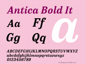 Antica Bold It Version 1.000 Font Sample