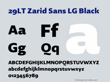 29LT Zarid Sans LG Black Version 1.001;hotconv 1.0.109;makeotfexe 2.5.65596 Font Sample