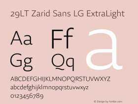 29LT Zarid Sans LG ExtraLight Version 1.001;hotconv 1.0.109;makeotfexe 2.5.65596 Font Sample