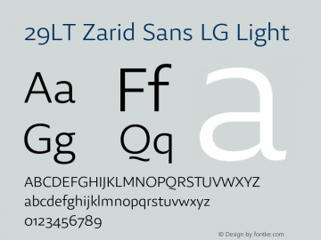 29LT Zarid Sans LG Light Version 1.001;hotconv 1.0.109;makeotfexe 2.5.65596 Font Sample