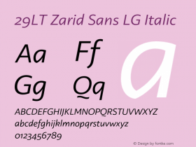 29LT Zarid Sans LG Slanted Version 1.001;hotconv 1.0.109;makeotfexe 2.5.65596 Font Sample