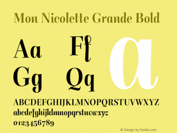 Mon Nicolette Grande Bold Version 1.000;hotconv 1.0.109;makeotfexe 2.5.65596 Font Sample