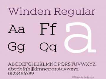 Winden Regular Version 1.000;hotconv 1.0.109;makeotfexe 2.5.65596 Font Sample