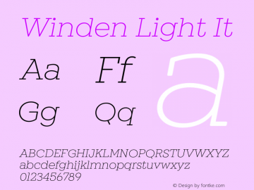 Winden Light It Version 1.000;hotconv 1.0.109;makeotfexe 2.5.65596 Font Sample