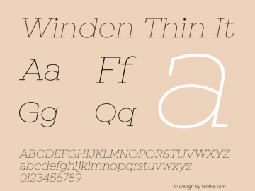 Winden Thin It Version 1.000;hotconv 1.0.109;makeotfexe 2.5.65596 Font Sample