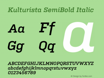 Kulturista SemiBold Italic Version 1.100;hotconv 1.0.109;makeotfexe 2.5.65596 Font Sample