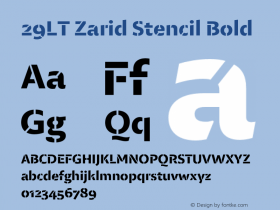 29LT Zarid Stencil Bold Version 1.000;hotconv 1.0.109;makeotfexe 2.5.65596 Font Sample