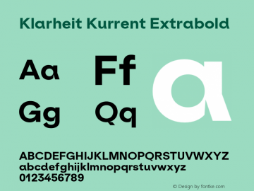 Klarheit Kurrent Extrabold Version 1.009 Font Sample