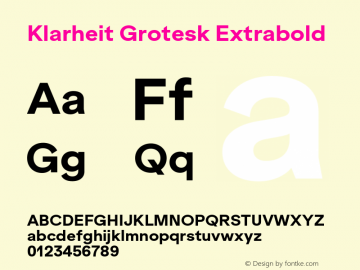 Klarheit Grotesk Extrabold Version 1.009 Font Sample