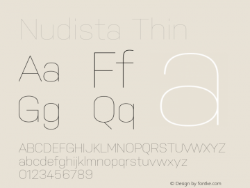 Nudista Thin Version 1.100;hotconv 1.0.109;makeotfexe 2.5.65596 Font Sample