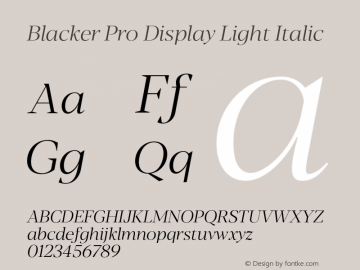 Blacker Pro Display Light Italic Version 1.000;hotconv 1.0.109;makeotfexe 2.5.65596图片样张