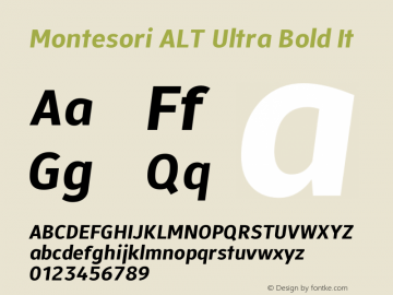 Montesori ALT Ultra Bold It Version 1.010 | wf-rip DC20200605 Font Sample