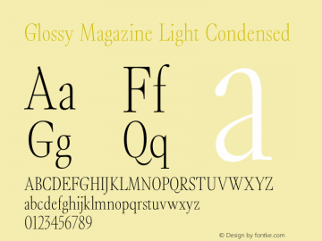 Glossy Magazine Light Condensed Version 2.000 | wf-rip DC20200520 Font Sample