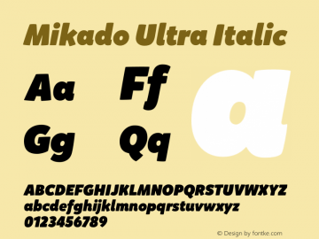Mikado Ultra Italic 2.000 | wf-rip DC20200430 Font Sample