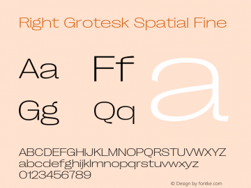 Right Grotesk Spatial Fine Version 1.001;hotconv 1.0.109;makeotfexe 2.5.65596 Font Sample