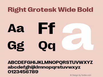 Right Grotesk Wide Bold Version 1.001;hotconv 1.0.109;makeotfexe 2.5.65596 Font Sample