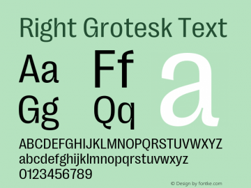 Right Grotesk Text Version 1.001;hotconv 1.0.109;makeotfexe 2.5.65596 Font Sample