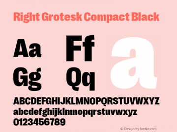 Right Grotesk Compact Black Version 1.001;hotconv 1.0.109;makeotfexe 2.5.65596 Font Sample