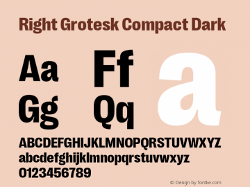 Right Grotesk Compact Dark Version 1.001;hotconv 1.0.109;makeotfexe 2.5.65596 Font Sample